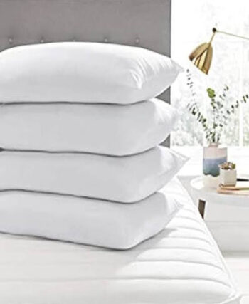 4 Pack White Cotton Zipped Pillow