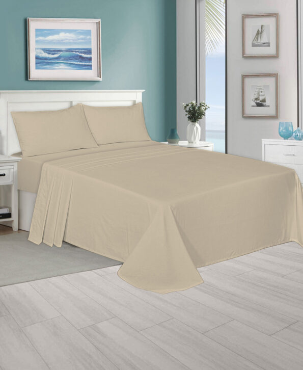 Polycotton Plain Latte Flat Sheets