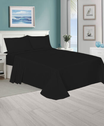 Polycotton Plain Black Flat Sheets