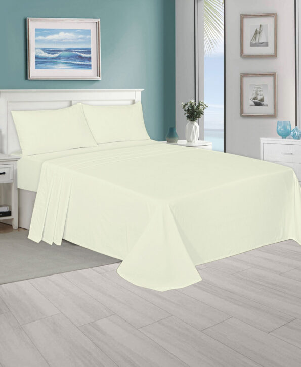 Polycotton Plain Cream Flat Sheets