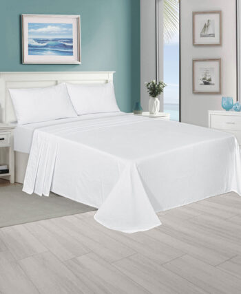 Polycotton Plain White Flat Sheets