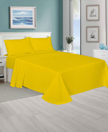 Polycotton Plain Mustard Flat Sheets