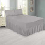 Plain Grey Fitted Valance Sheet - Polycotton