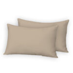 Plain Latte 2x Pillowcases - Polycotton