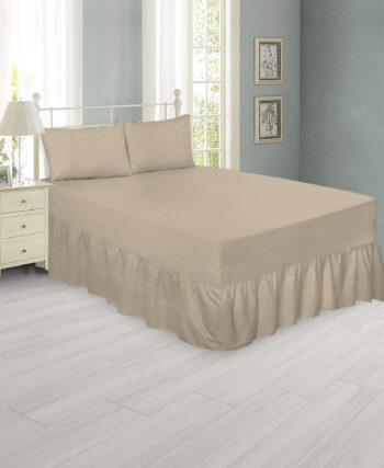 Plain Latte Fitted Valance Sheet - Polycottn