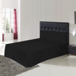 Plain Black Deep Base Valance Sheets - Polycotton