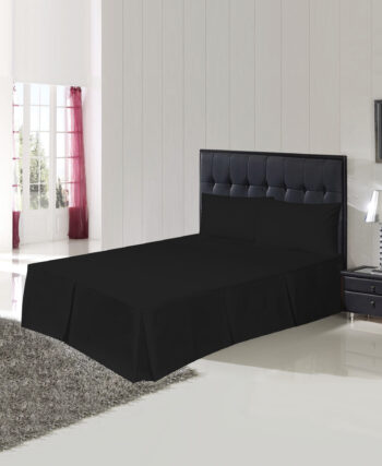 Plain Black Deep Base Valance Sheets - Polycotton