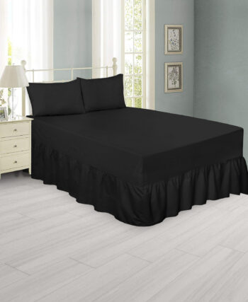 Plain Black Fitted Valance Sheet - Polycotton