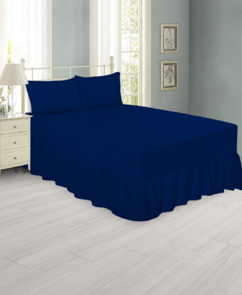 Plain Navy Blue Fitted Valance Sheet - Polycotton