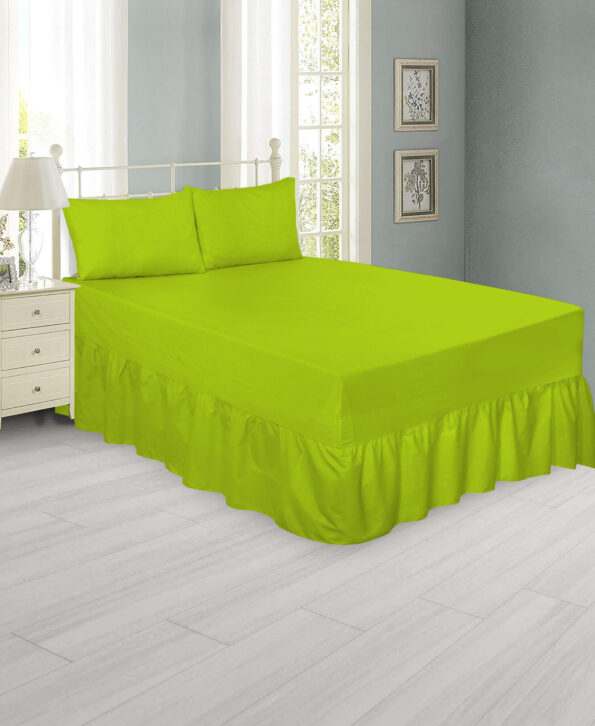 Plain Lime Green Fitted Valance Sheet - Polycottn