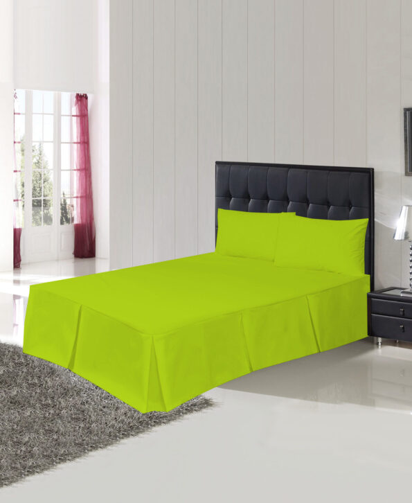 Plain Lime Green Deep Base Valance Sheets - Polycotton