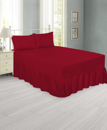 Plain Red Fitted Valance Sheet - Polycotton