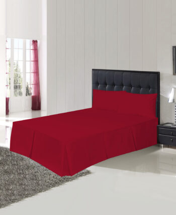 Plain Red Deep Base Valance Sheets - Polycotton