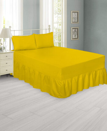 Plain Mustard Fitted Valance Sheet - Polycotton