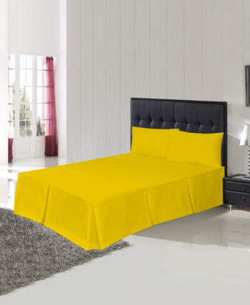 Plain Mustard Deep Base Valance Sheets - Polycotton