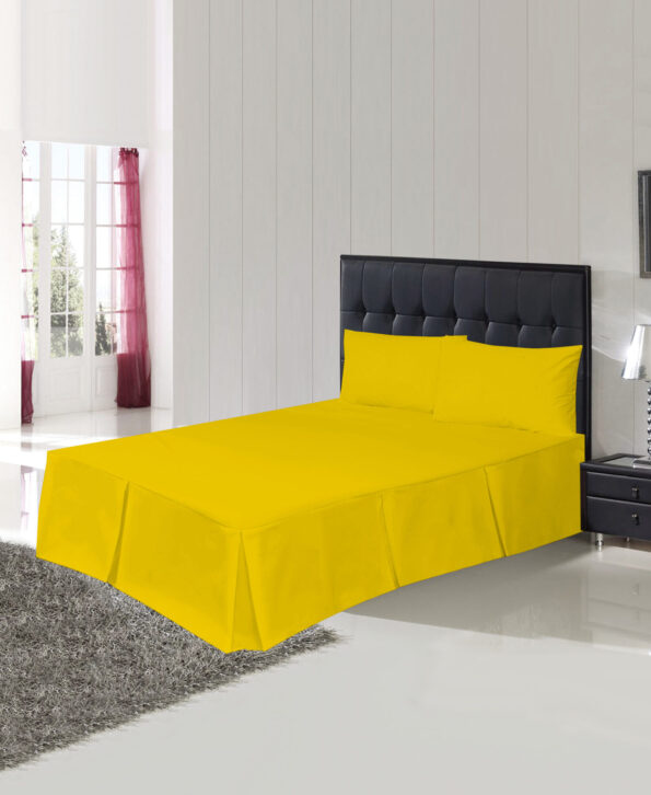 Plain Mustard Deep Base Valance Sheets - Polycotton