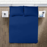 Navy Blue Fitted Bed Sheets & Pillowcase – Polycotton