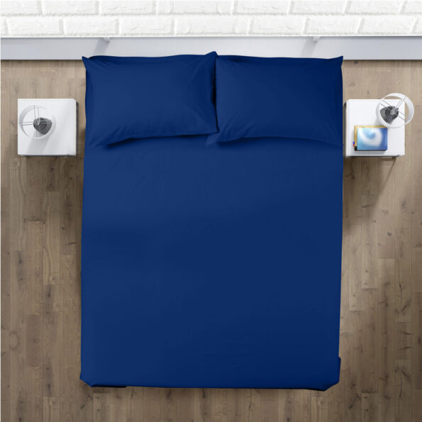 Navy Blue Fitted Bed Sheets & Pillowcase - Polycotton