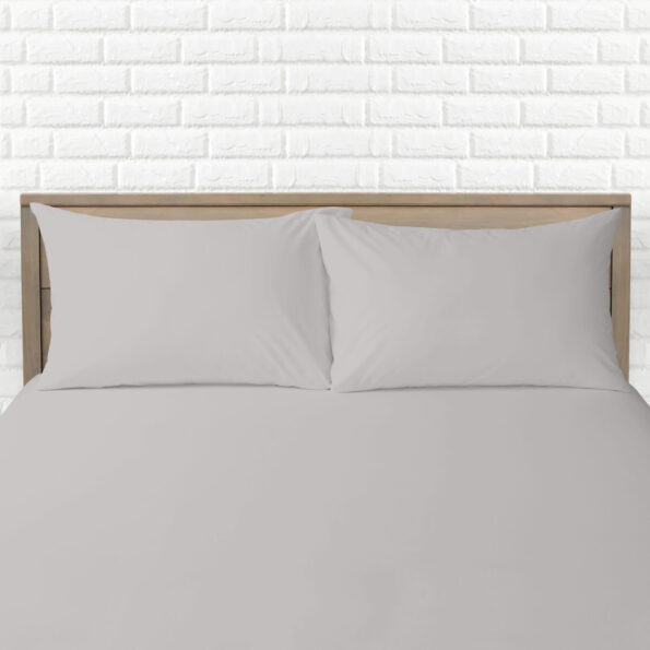 Grey Fitted Bed Sheets & Pillowcase - Polycotton