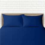 Navy Blue Fitted Bed Sheets & Pillowcase – Polycotton