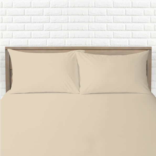 Latte Fitted Bed Sheets & Pillowcase - Polycotton