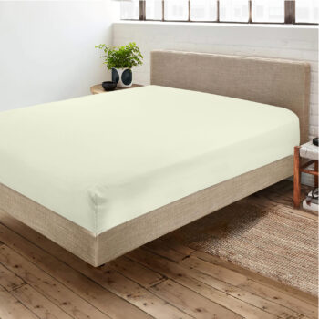 Cream Fitted Bed Sheets & Pillowcase - Polycotton