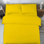 Plain Mustard Duvet Cover with Pillowcase – Polycotton