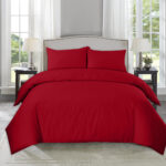 Plain Red Duvet Cover with Pillowcase – Polycotton