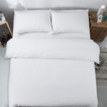 Plain White Duvet Cover with Pillowcase – Polycotton