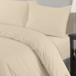 Plain Latte Duvet Cover with Pillowcase – Polycotton