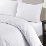 Plain White Duvet Cover with Pillowcase – Polycotton