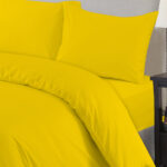 Plain Mustard Duvet Cover with Pillowcase – Polycotton