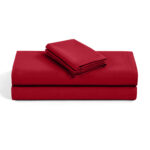 Plain Red Duvet Cover with Pillowcase – Polycotton