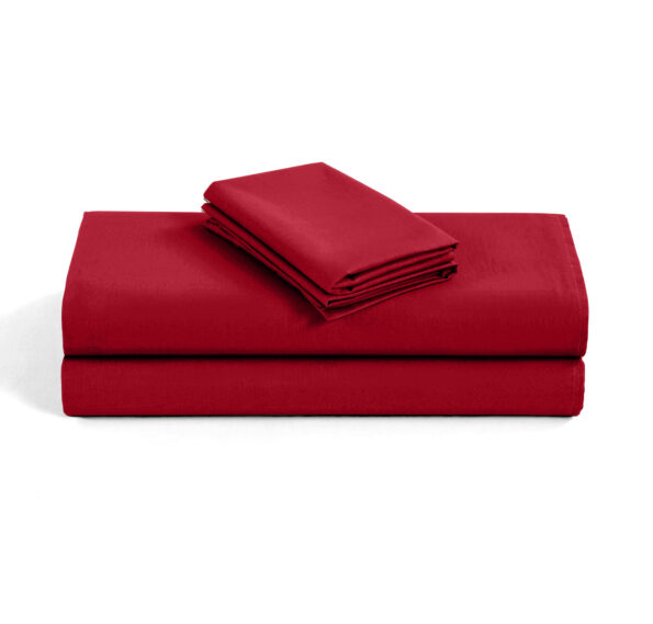 Plain Red Duvet Cover with Pillowcase - Polycotton