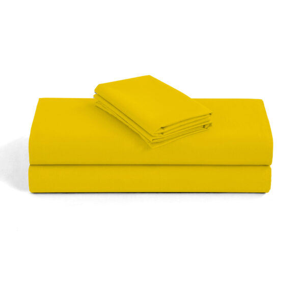 Plain Mustard Duvet Cover with Pillowcase - Polycotton