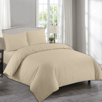 Plain Latte Duvet Cover with Pillowcase – Polycotton