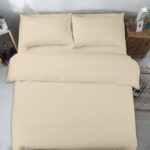 Plain Latte Duvet Cover with Pillowcase – Polycotton