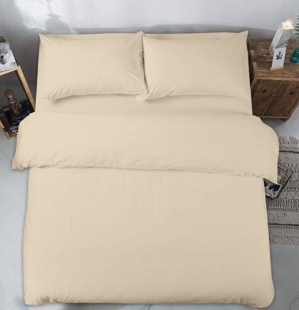 Plain Latte Duvet Cover with Pillowcase – Polycotton