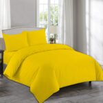 Plain Mustard Duvet Cover with Pillowcase – Polycotton