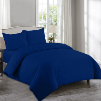 Plain Navy Blue Duvet Cover with Pillowcase – Polycotton